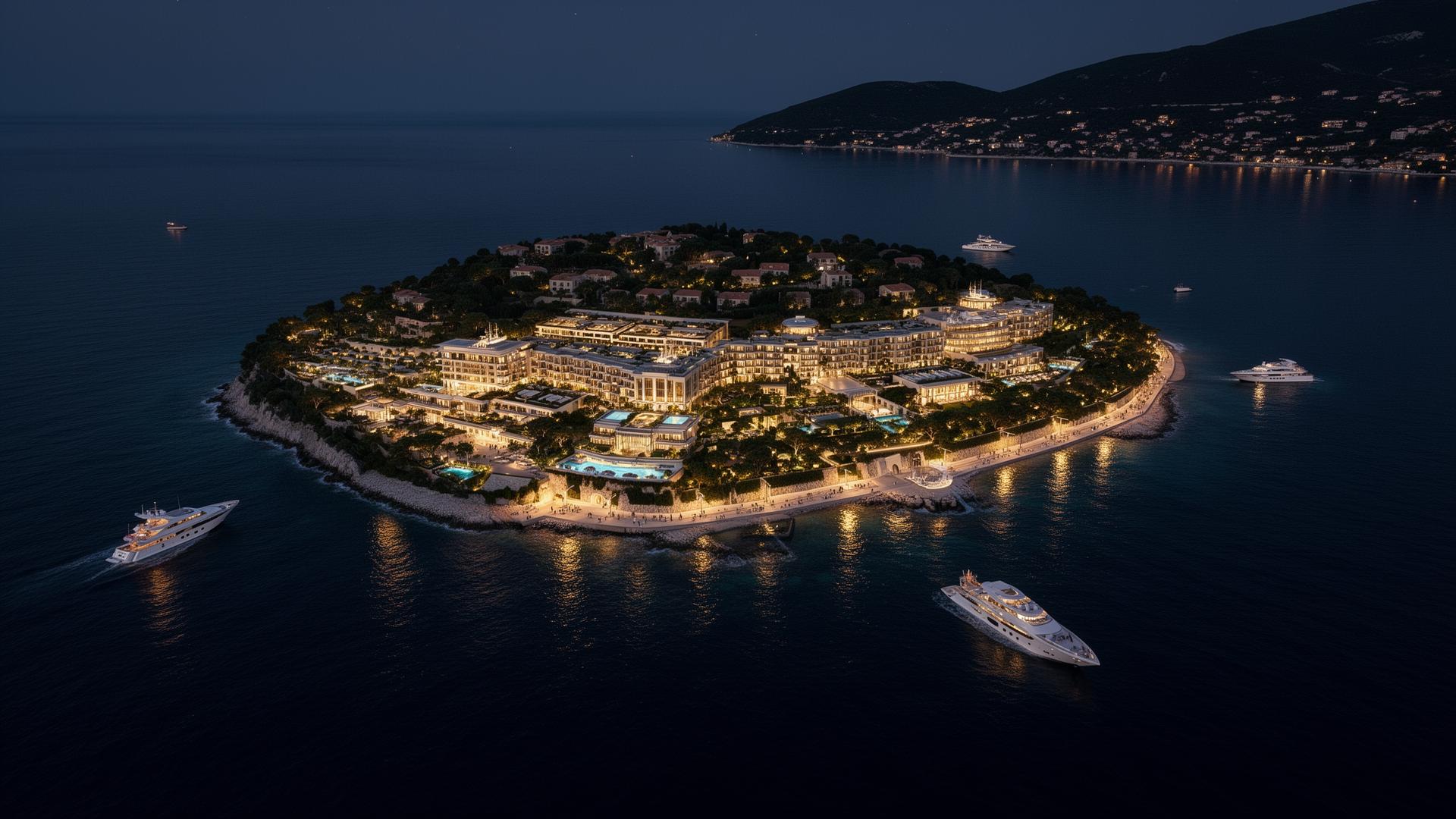 Island skyline at night